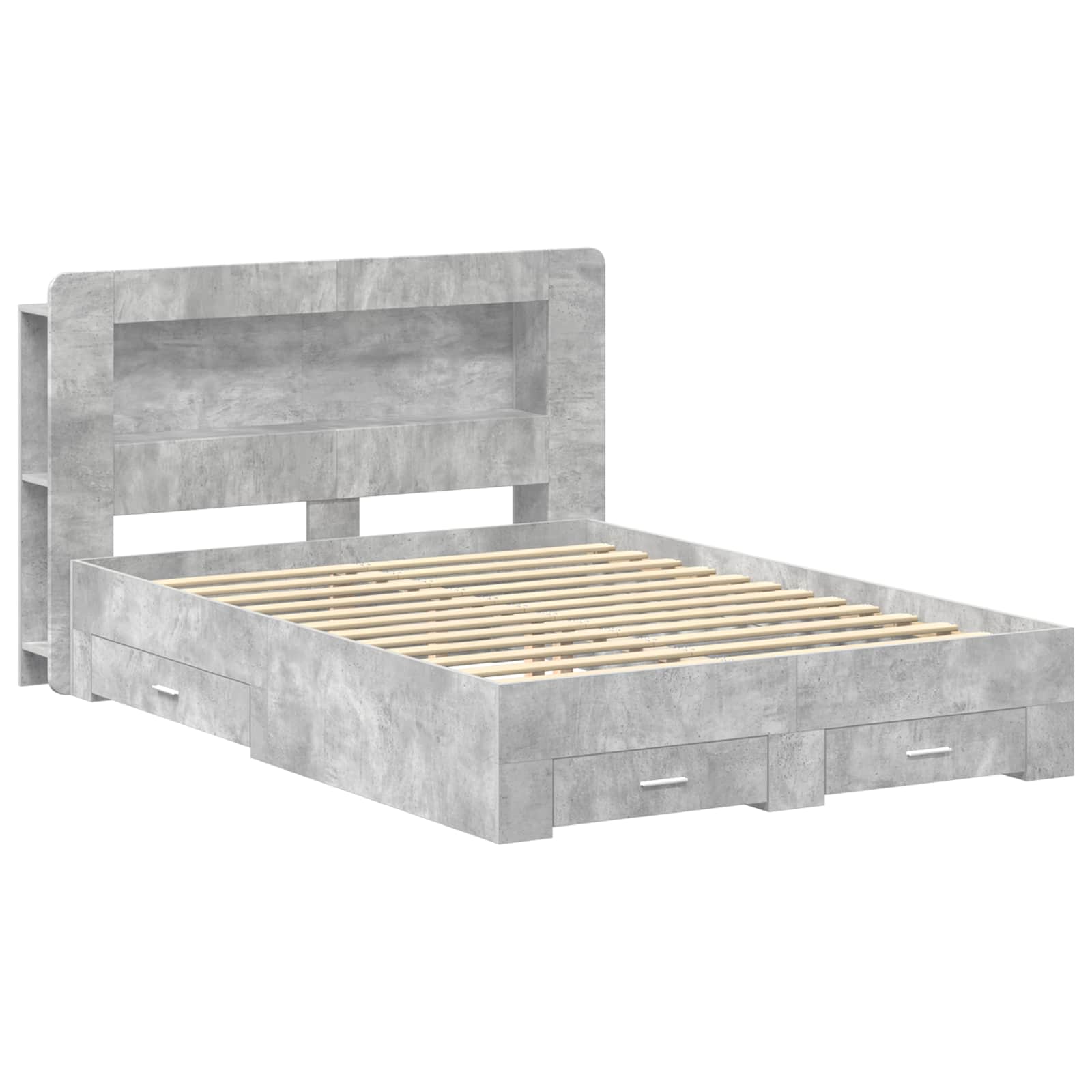 Bedframe met opslag Betongrijs 150 x 200 cm Bewerkt hout