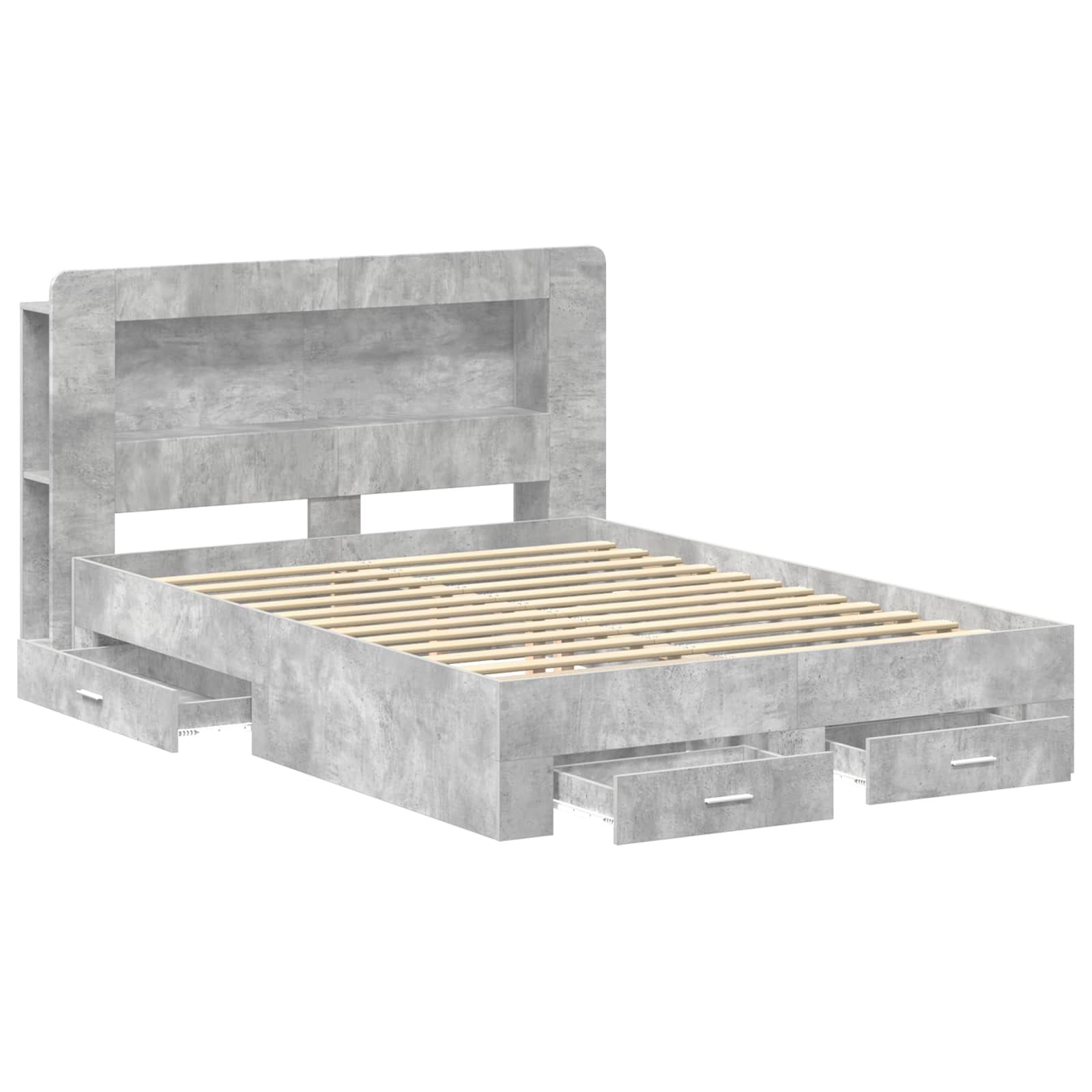 Bedframe met opslag Betongrijs 150 x 200 cm Bewerkt hout