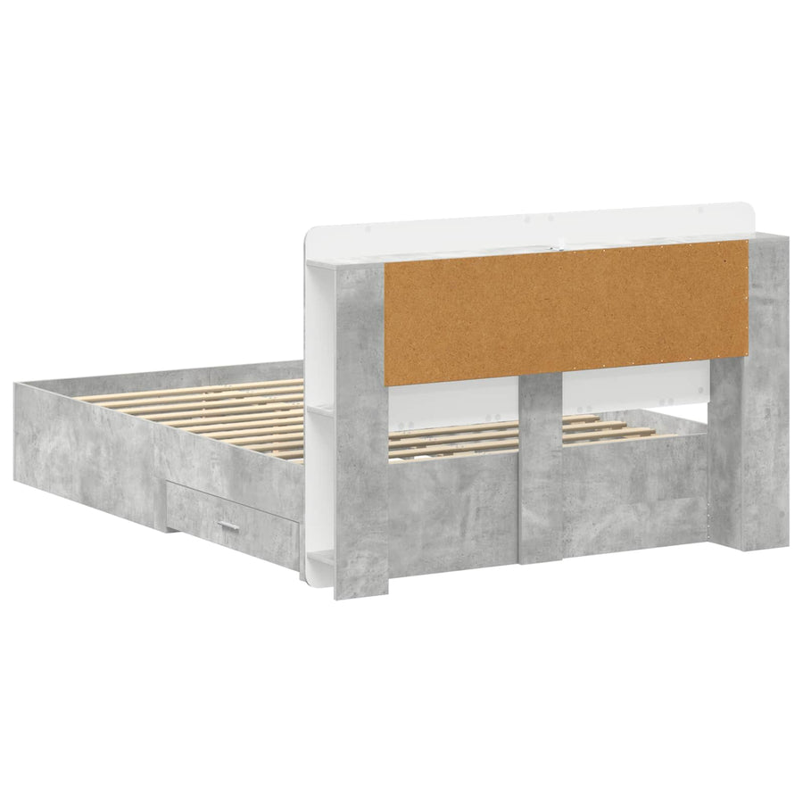 Bedframe met opslag Betongrijs 150 x 200 cm Bewerkt hout