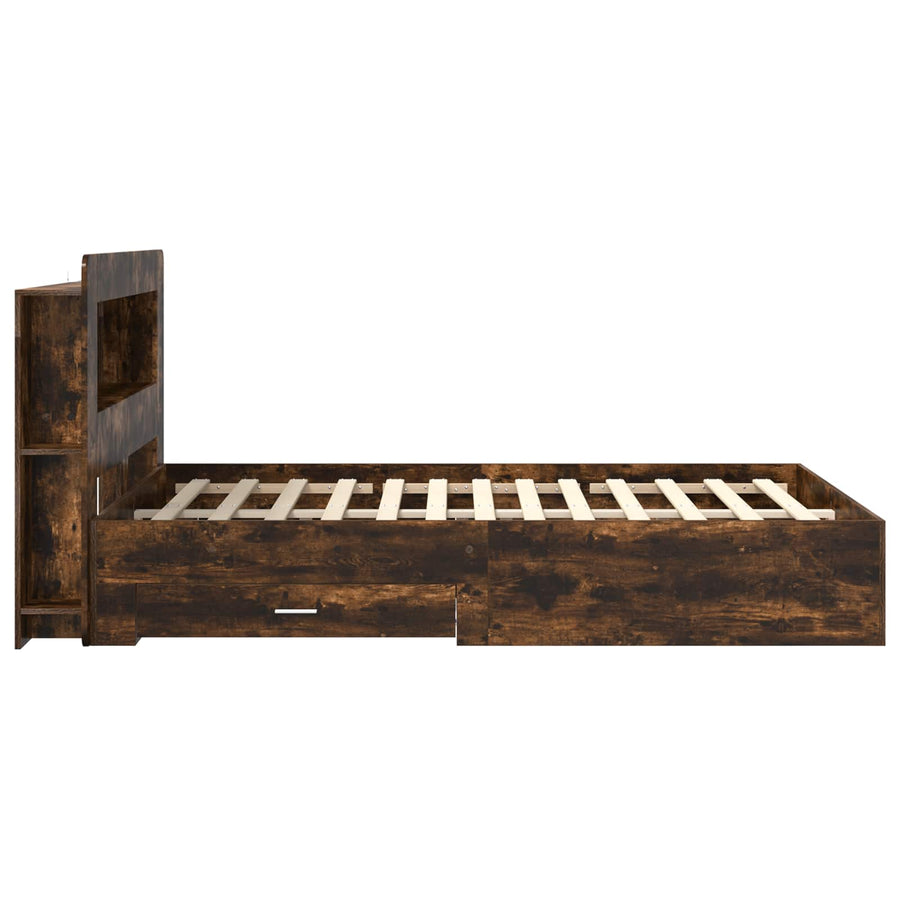 Bedframe met opslag Gerookt eiken 150 x 200 cm Bewerkt hout