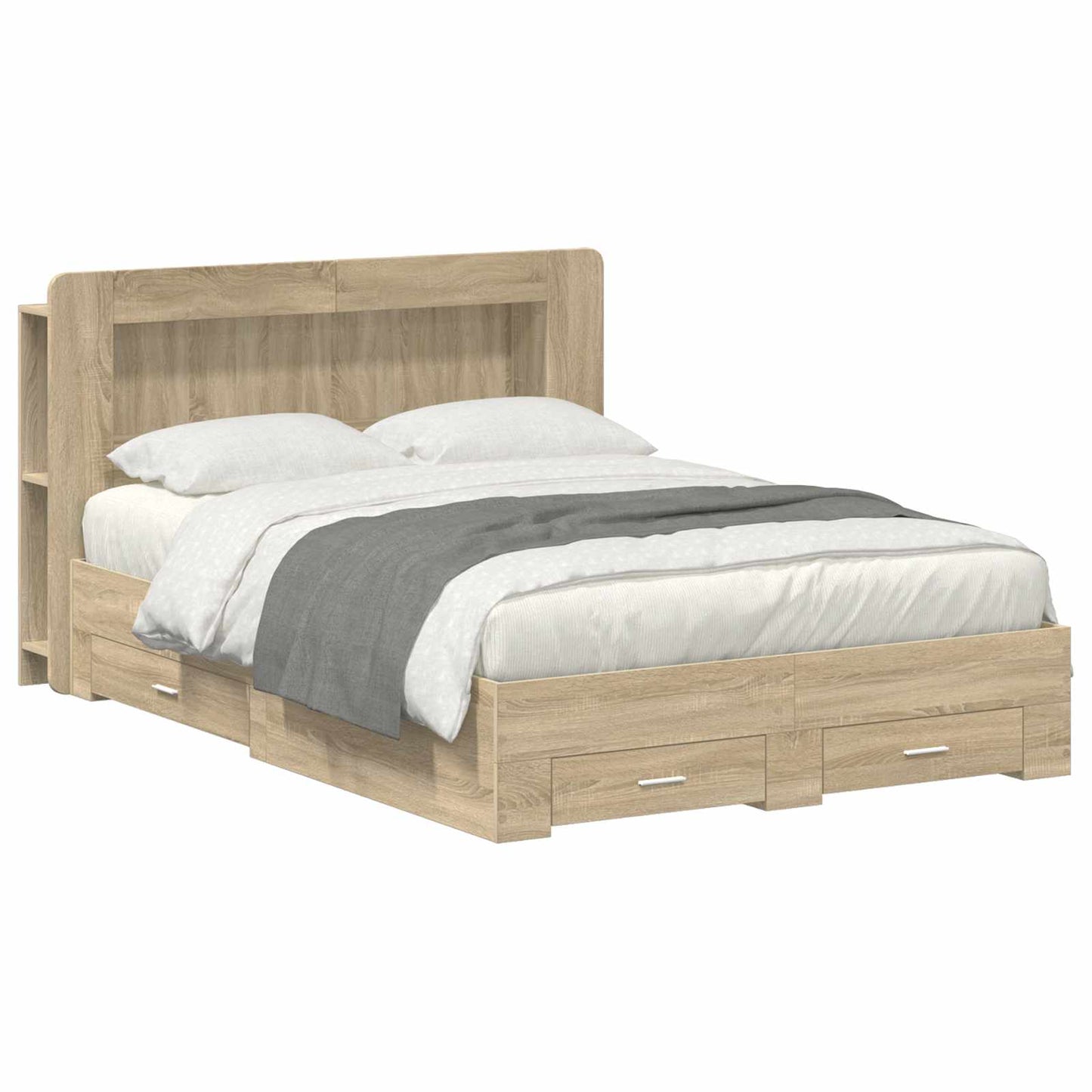 Bedframe met opslag Sonoma Eiken 150 x 200 cm Bewerkt hout