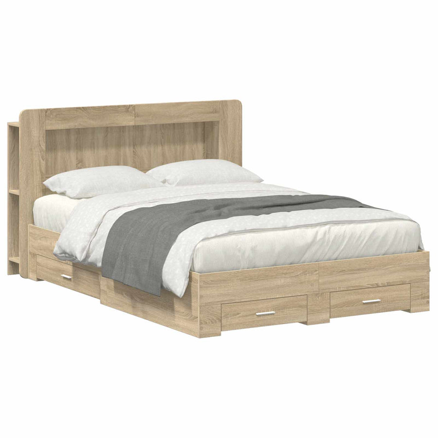 Bedframe met opslag Sonoma Eiken 150 x 200 cm Bewerkt hout