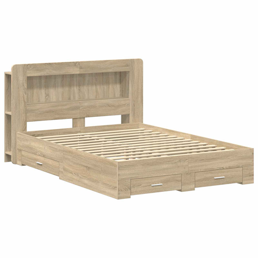 Bedframe met opslag Sonoma Eiken 150 x 200 cm Bewerkt hout