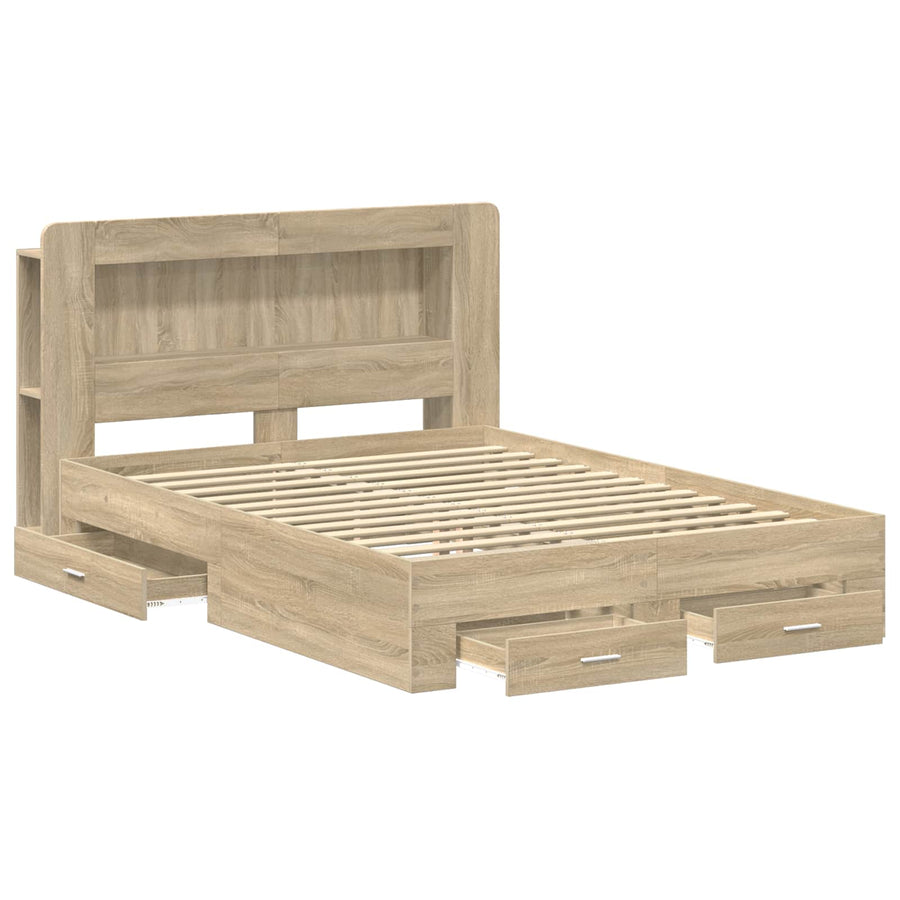 Bedframe met opslag Sonoma Eiken 150 x 200 cm Bewerkt hout