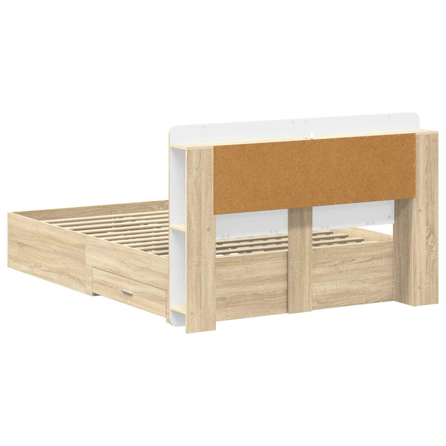 Bedframe met opslag Sonoma Eiken 150 x 200 cm Bewerkt hout