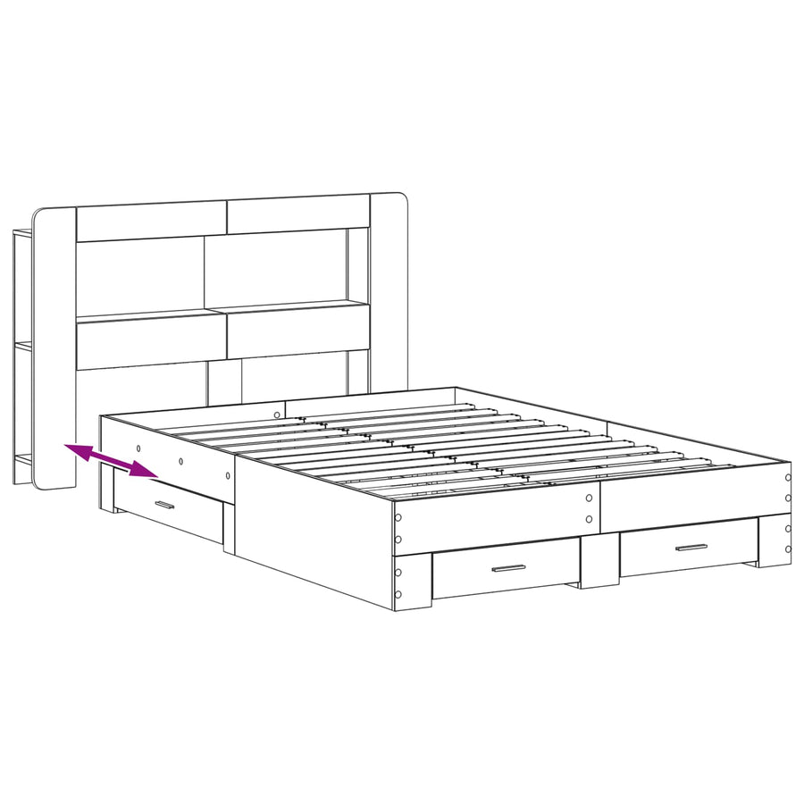 Bedframe met opslag Sonoma Eiken 150 x 200 cm Bewerkt hout