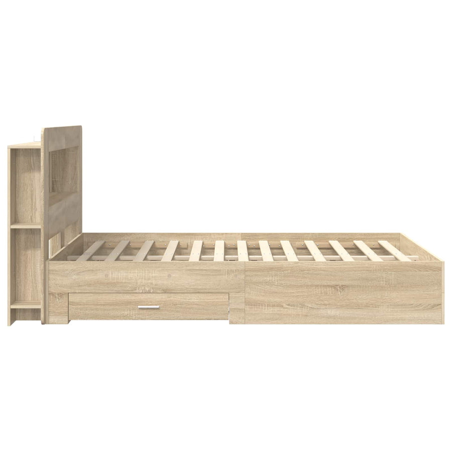 Bedframe met opslag Sonoma Eiken 150 x 200 cm Bewerkt hout