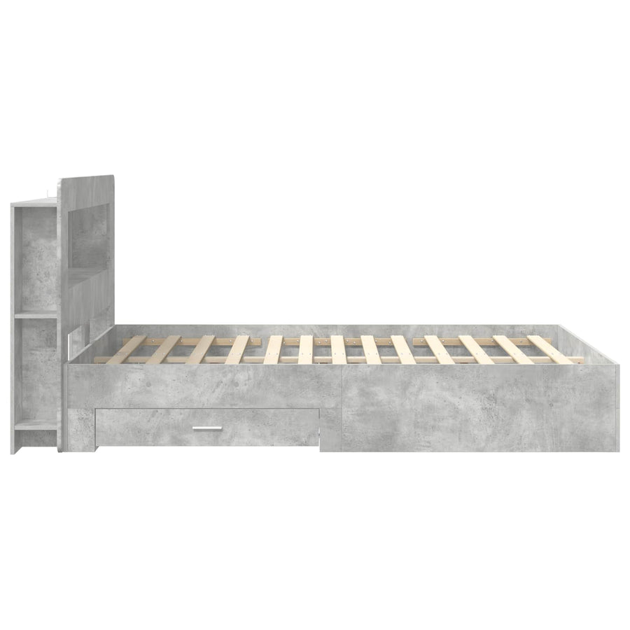 Bedframe met opslag Betongrijs 160 x 200 cm Bewerkt hout
