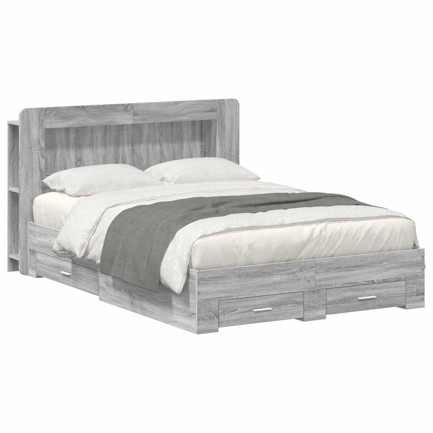 Bedframe met opslag Grijs Sonoma 160 x 200 cm Bewerkt hout