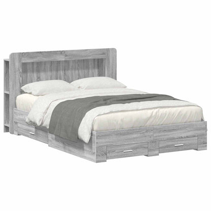 Bedframe met opslag Grijs Sonoma 160 x 200 cm Bewerkt hout