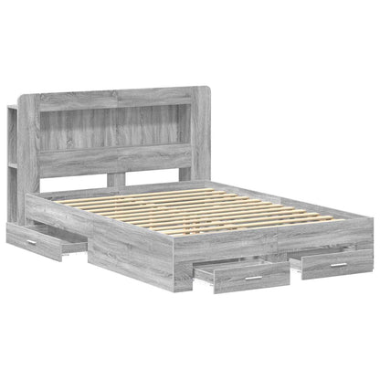 Bedframe met opslag Grijs Sonoma 160 x 200 cm Bewerkt hout