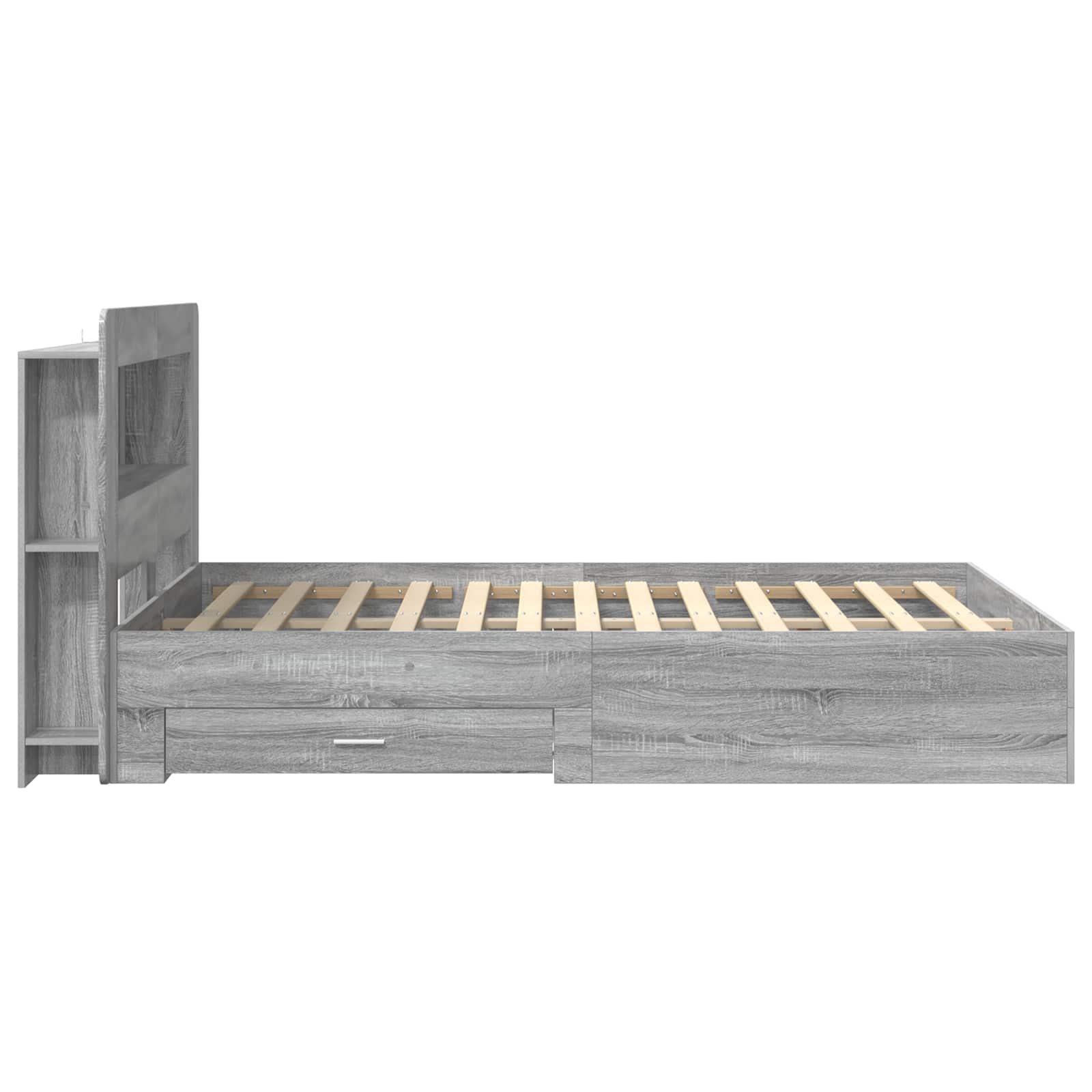 Bedframe met opslag Grijs Sonoma 160 x 200 cm Bewerkt hout