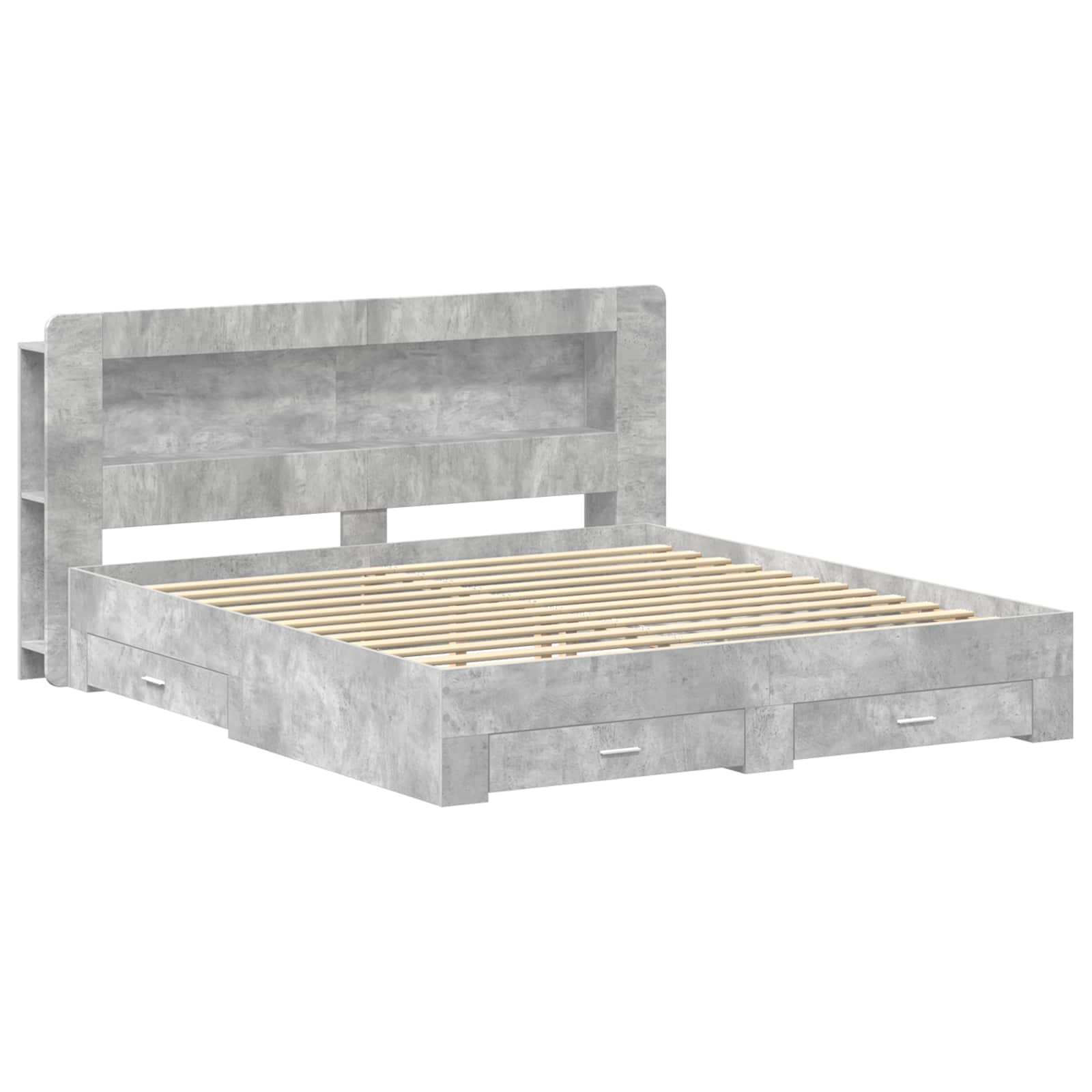 Bedframe met opslag Betongrijs 200 x 200 cm Bewerkt hout