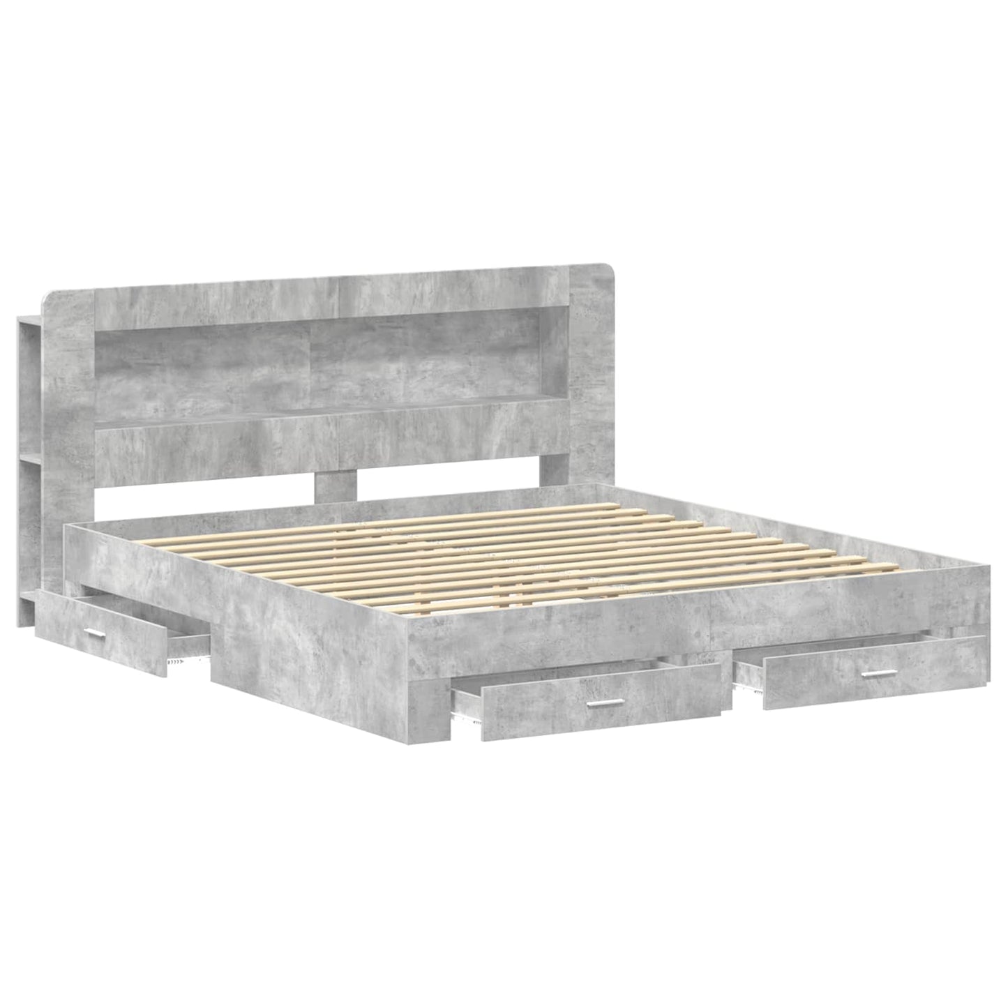 Bedframe met opslag Betongrijs 200 x 200 cm Bewerkt hout