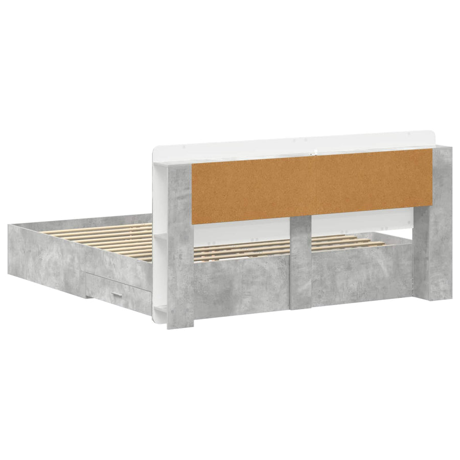 Bedframe met opslag Betongrijs 200 x 200 cm Bewerkt hout