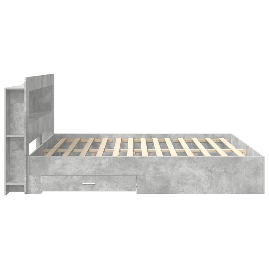 Bedframe met opslag Betongrijs 200 x 200 cm Bewerkt hout