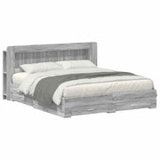 Bedframe 200x200 cm grijs Sonoma bewerkt hout met opbergruimte