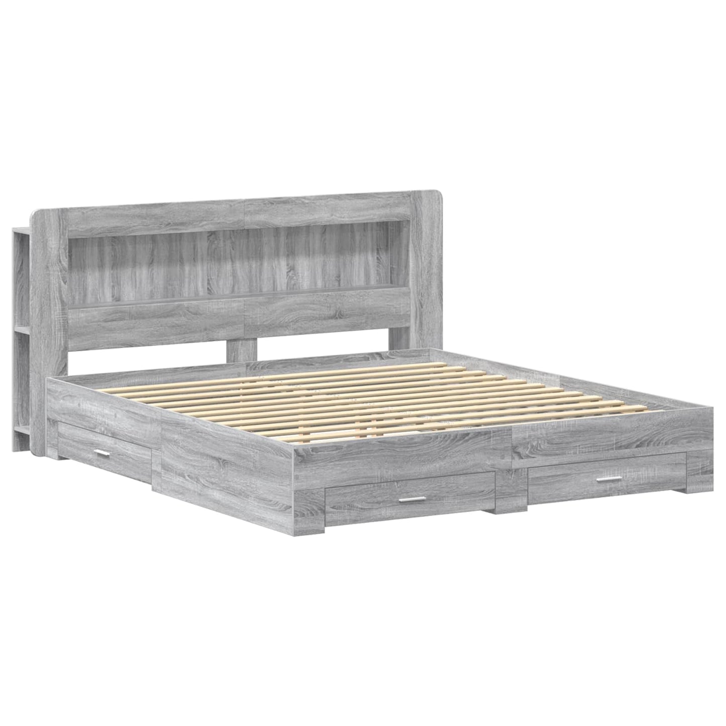 Bedframe met opslag Grijs Sonoma 200 x 200 cm Bewerkt hout