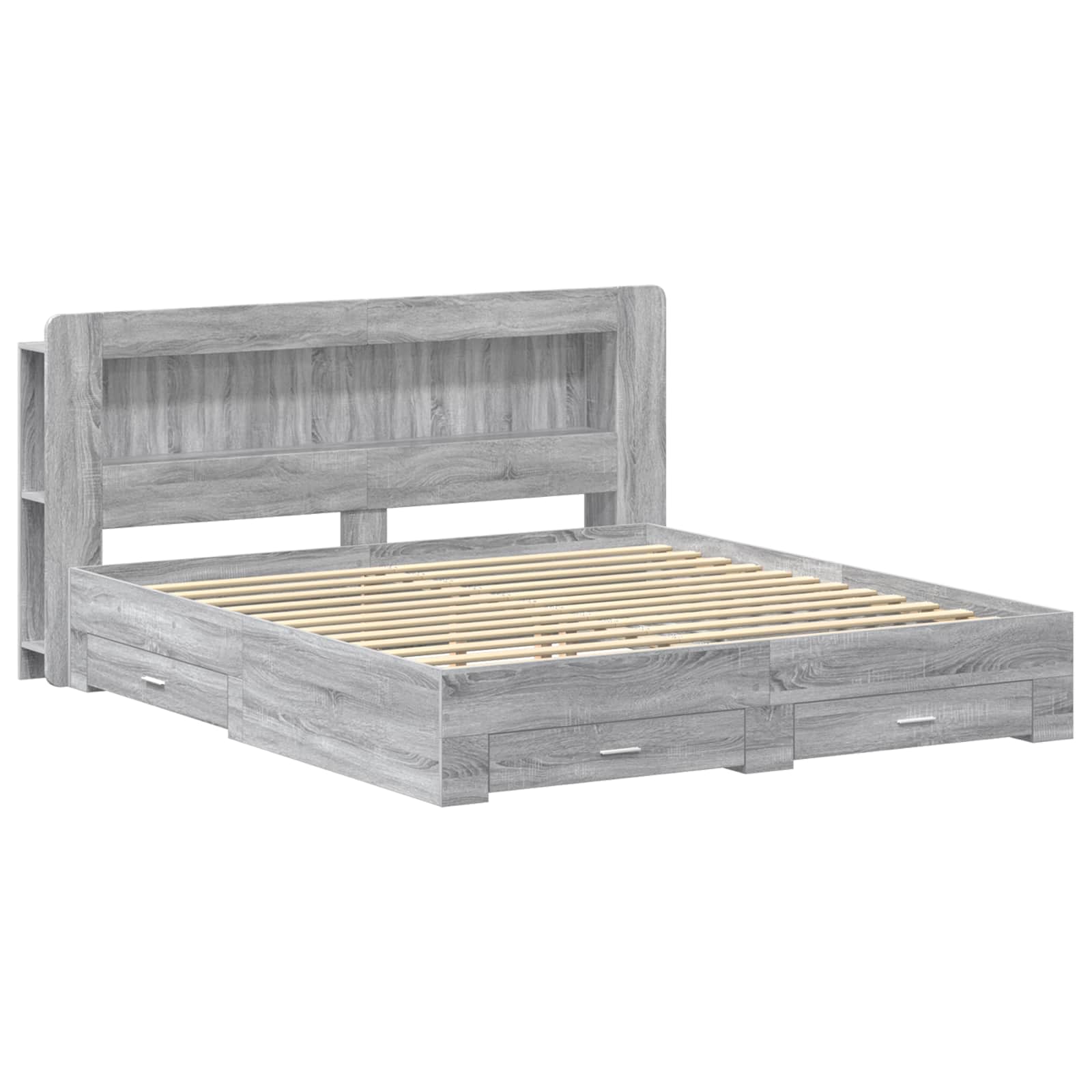 Bedframe met opslag Grijs Sonoma 200 x 200 cm Bewerkt hout