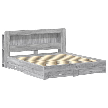 Bedframe met opslag Grijs Sonoma 200 x 200 cm Bewerkt hout