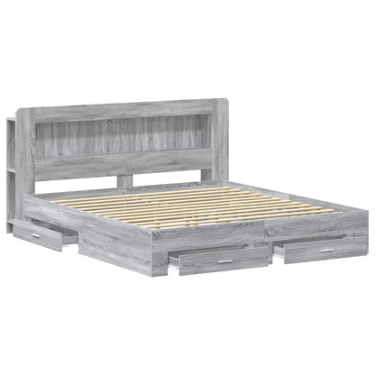 Bedframe met opslag Grijs Sonoma 200 x 200 cm Bewerkt hout