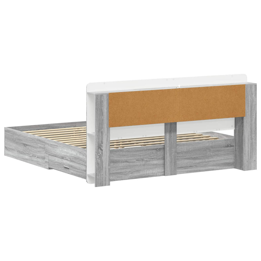 Bedframe met opslag Grijs Sonoma 200 x 200 cm Bewerkt hout