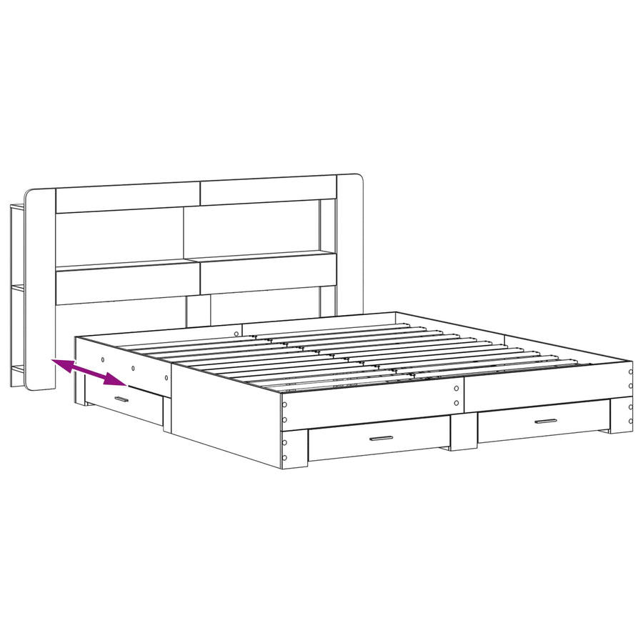 Bedframe met opslag Grijs Sonoma 200 x 200 cm Bewerkt hout