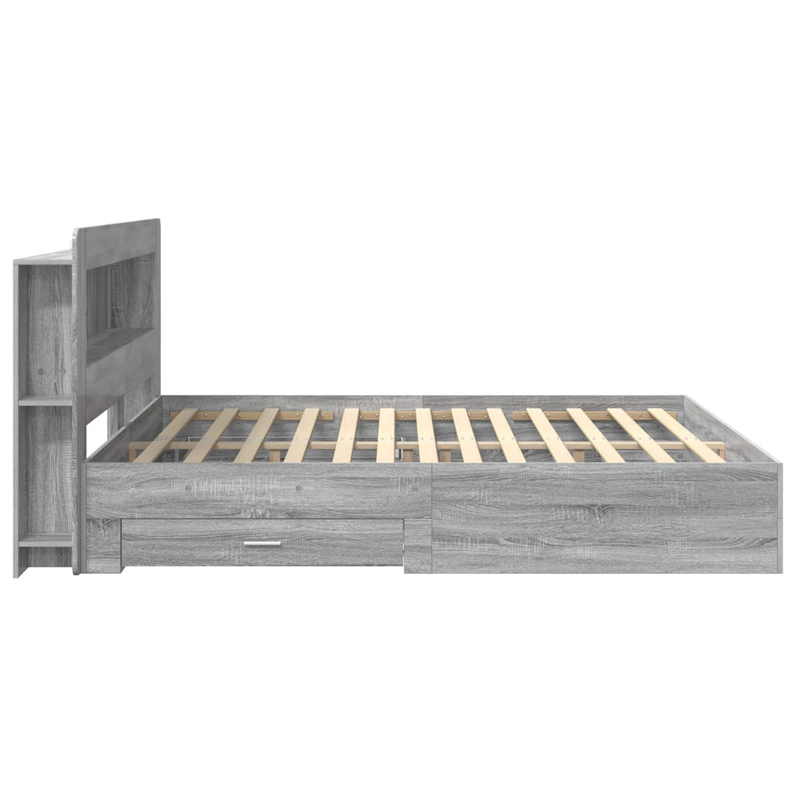 Bedframe met opslag Grijs Sonoma 200 x 200 cm Bewerkt hout