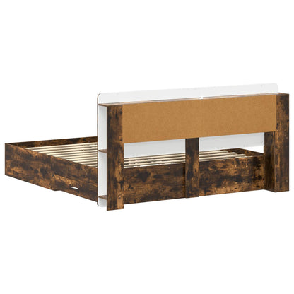 Bedframe met opslag Gerookt eiken 200 x 200 cm Bewerkt hout