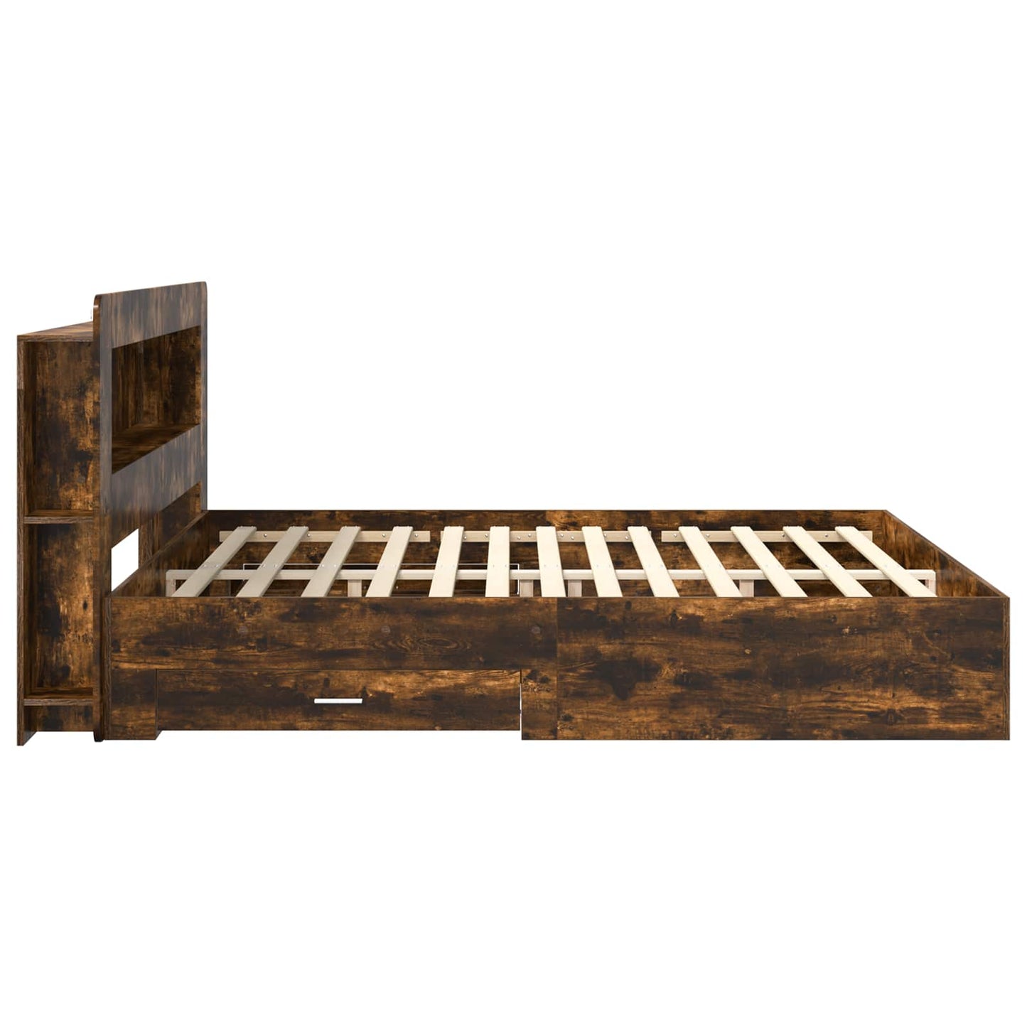 Bedframe met opslag Gerookt eiken 200 x 200 cm Bewerkt hout