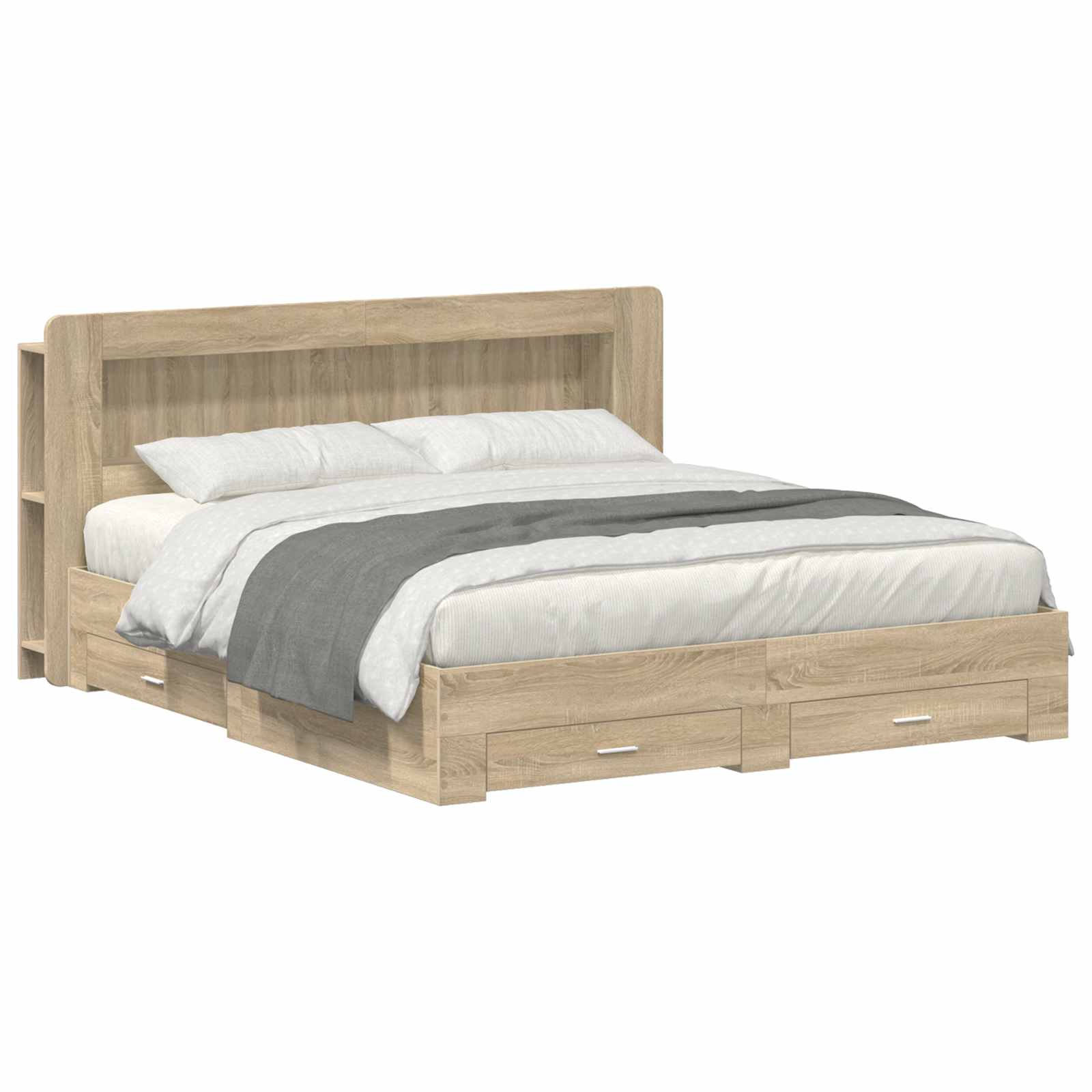 Bedframe met opbergruimte en hoofdbord Sonoma Eiken