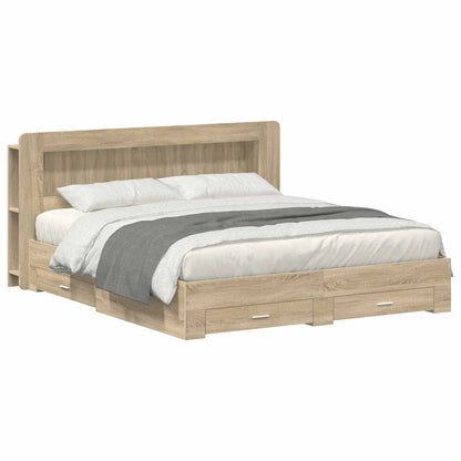 Bedframe met opbergruimte en hoofdbord Sonoma Eiken