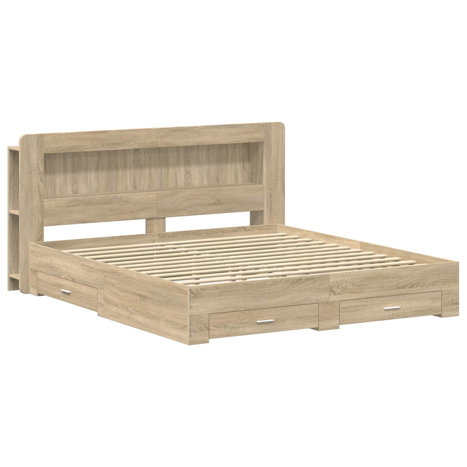 Bedframe met opbergruimte en hoofdbord Sonoma Eiken