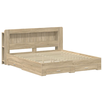 Bedframe met opbergruimte en hoofdbord Sonoma Eiken