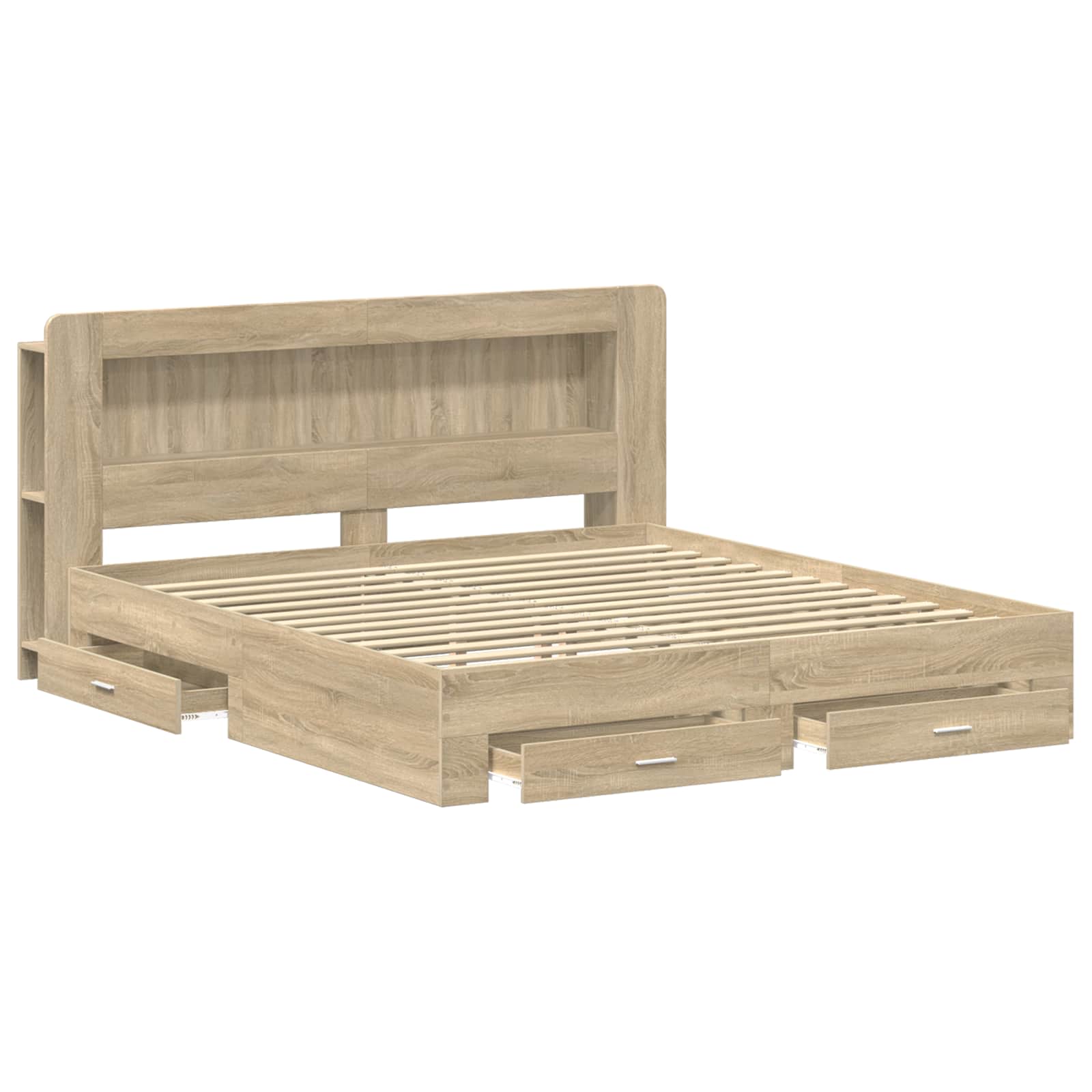 Bedframe met opbergruimte en hoofdbord Sonoma Eiken