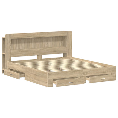 Bedframe met opbergruimte en hoofdbord Sonoma Eiken
