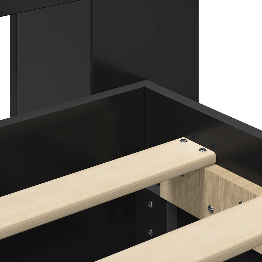 Bedframe met opslag Zwart 75 x 190 cm Bewerkt hout