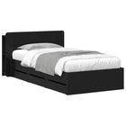 Bed frame with storage Black 75 x 190 cm Engineered wood