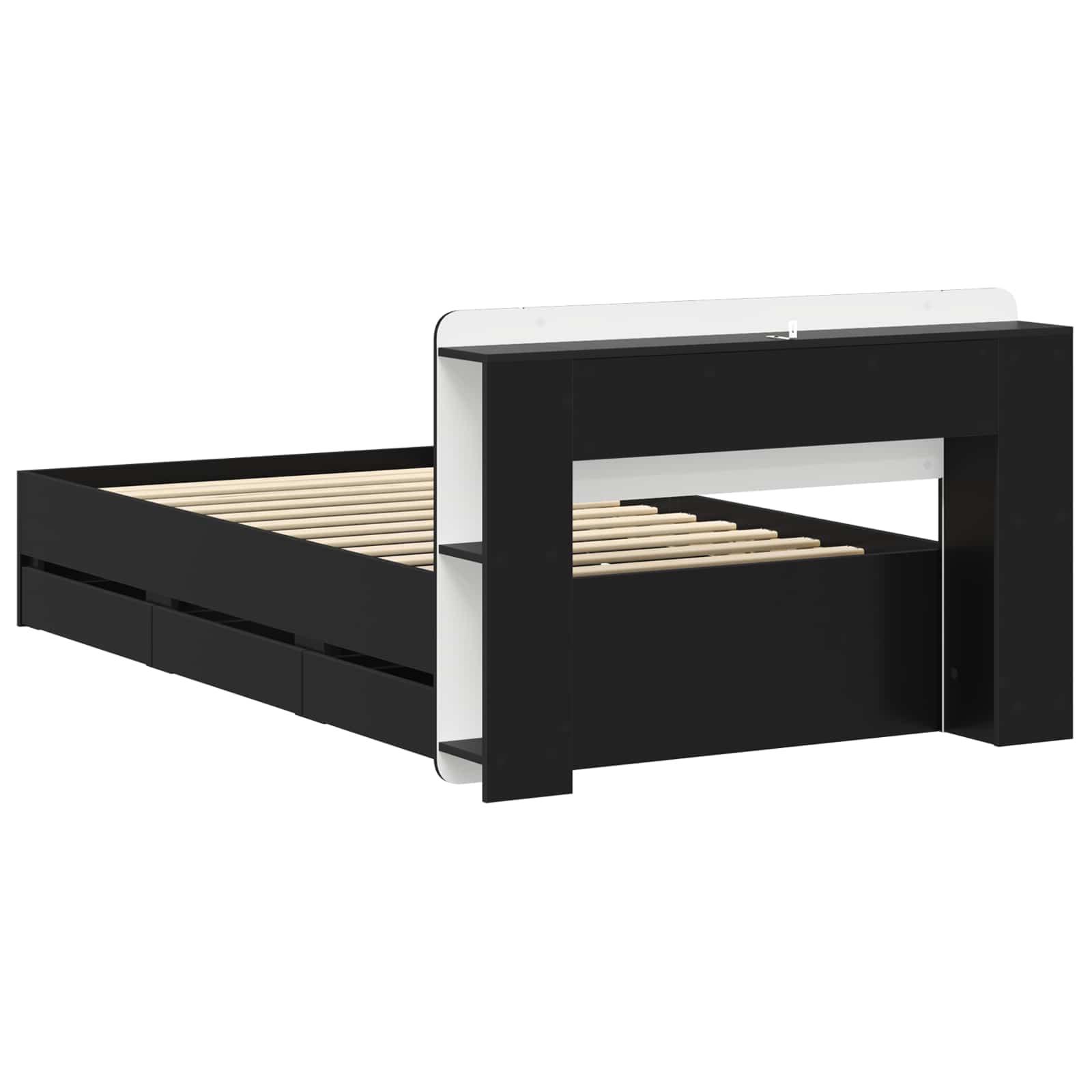 Bedframe met opslag Zwart 75 x 190 cm Bewerkt hout