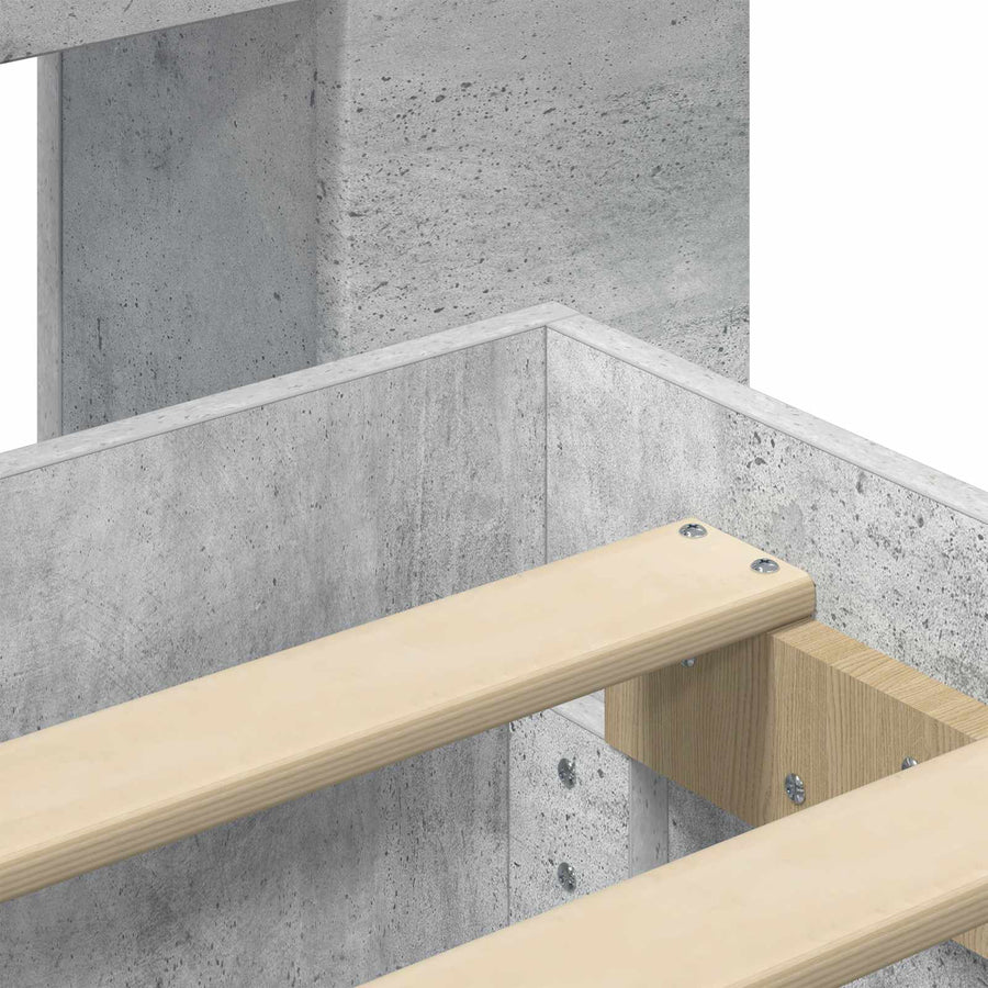 Bedframe met opslag Betongrijs 75 x 190 cm Bewerkt hout