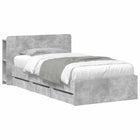 Bed Frame with Storage Concrete Grey 75 x 190 cm Engineered Wood