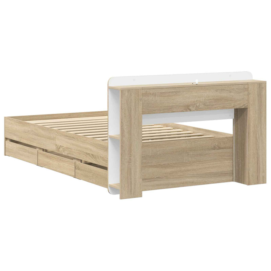 Bedframe met opslag Sonoma Eiken 75 x 190 cm Bewerkt hout