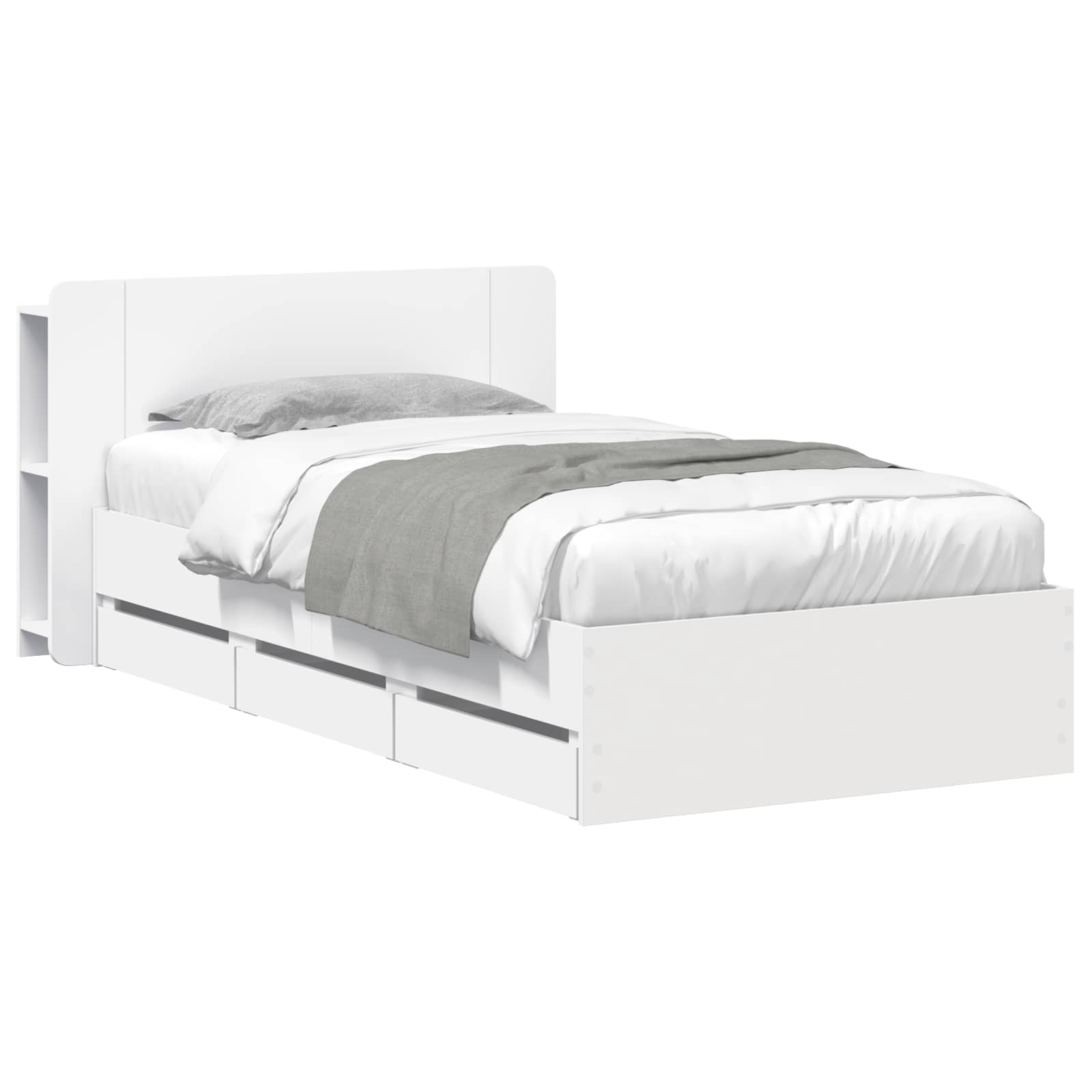 Bedframe met opslag met hoofdeinde Wit 75 x 190 cm Bewerkt hout