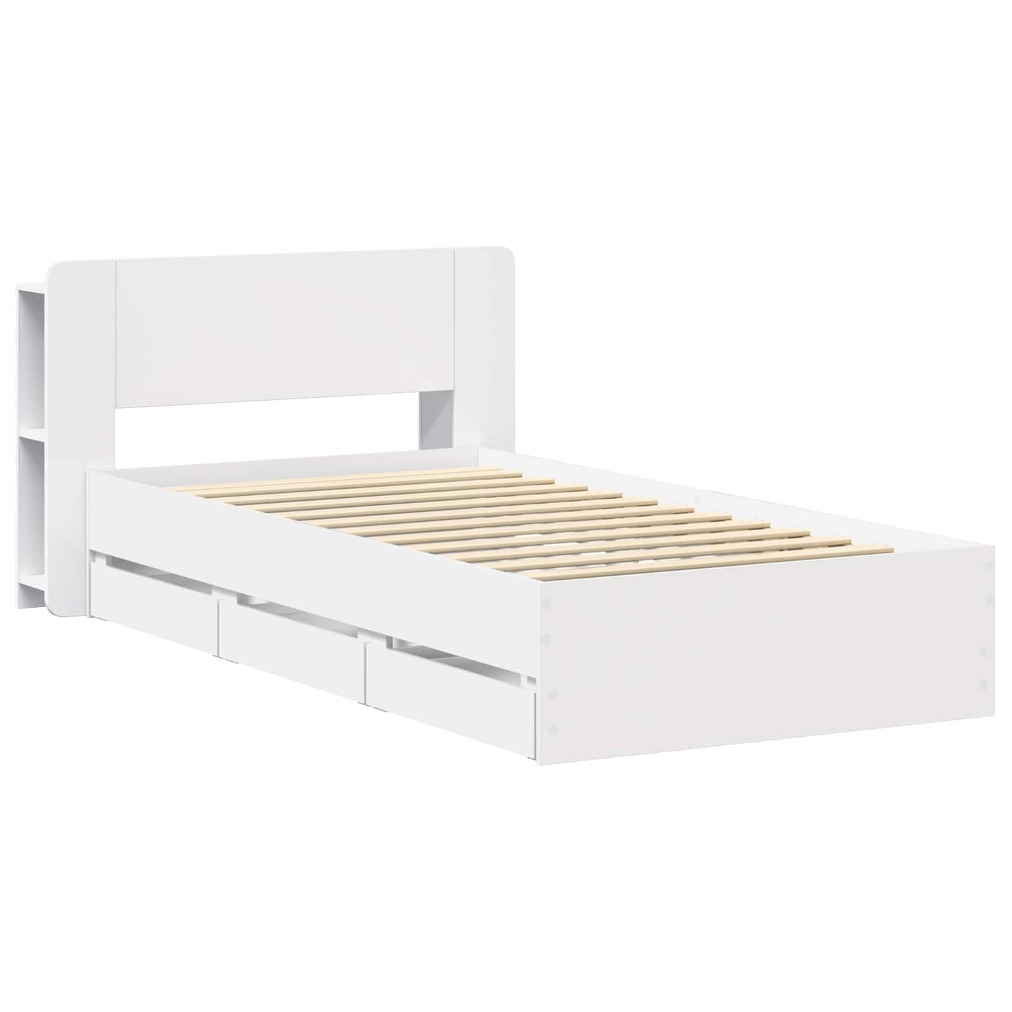 Bedframe met opslag met hoofdeinde Wit 75 x 190 cm Bewerkt hout