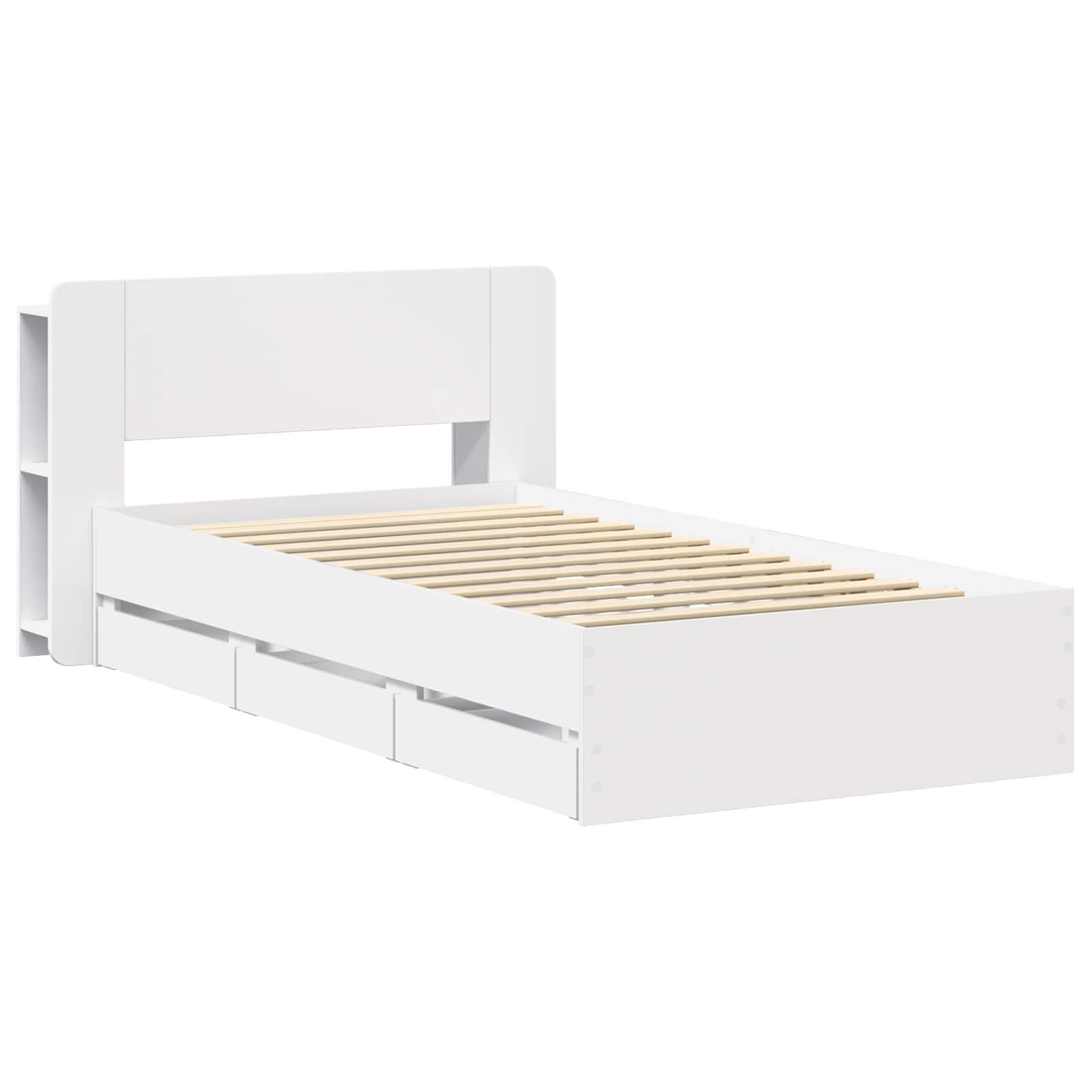 Bedframe met opslag met hoofdeinde Wit 75 x 190 cm Bewerkt hout