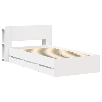 Bedframe met opslag met hoofdeinde Wit 75 x 190 cm Bewerkt hout