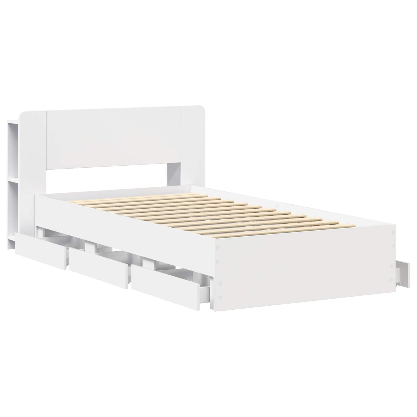Bedframe met opslag met hoofdeinde Wit 75 x 190 cm Bewerkt hout