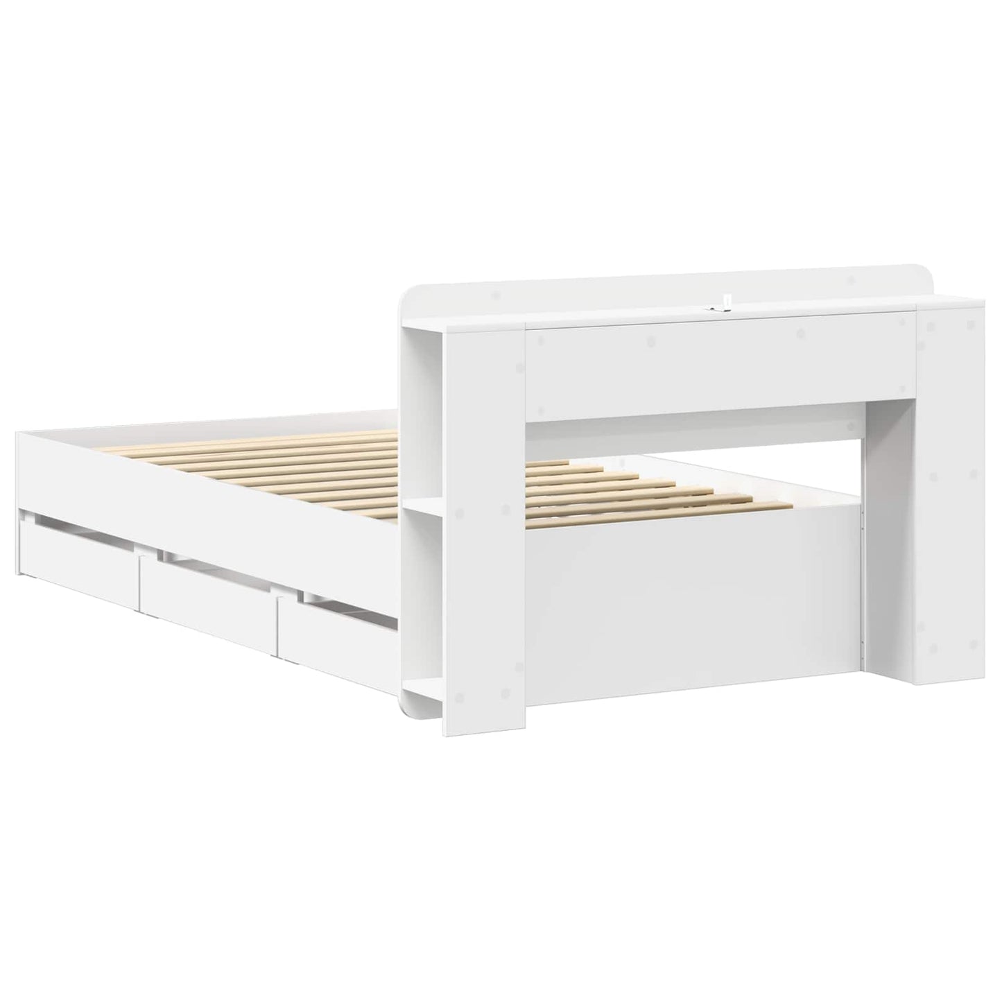 Bedframe met opslag met hoofdeinde Wit 75 x 190 cm Bewerkt hout