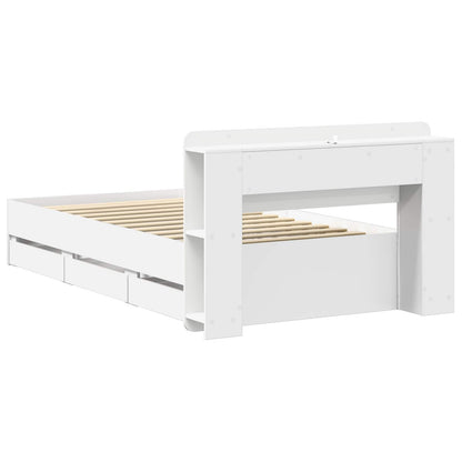 Bedframe met opslag met hoofdeinde Wit 75 x 190 cm Bewerkt hout