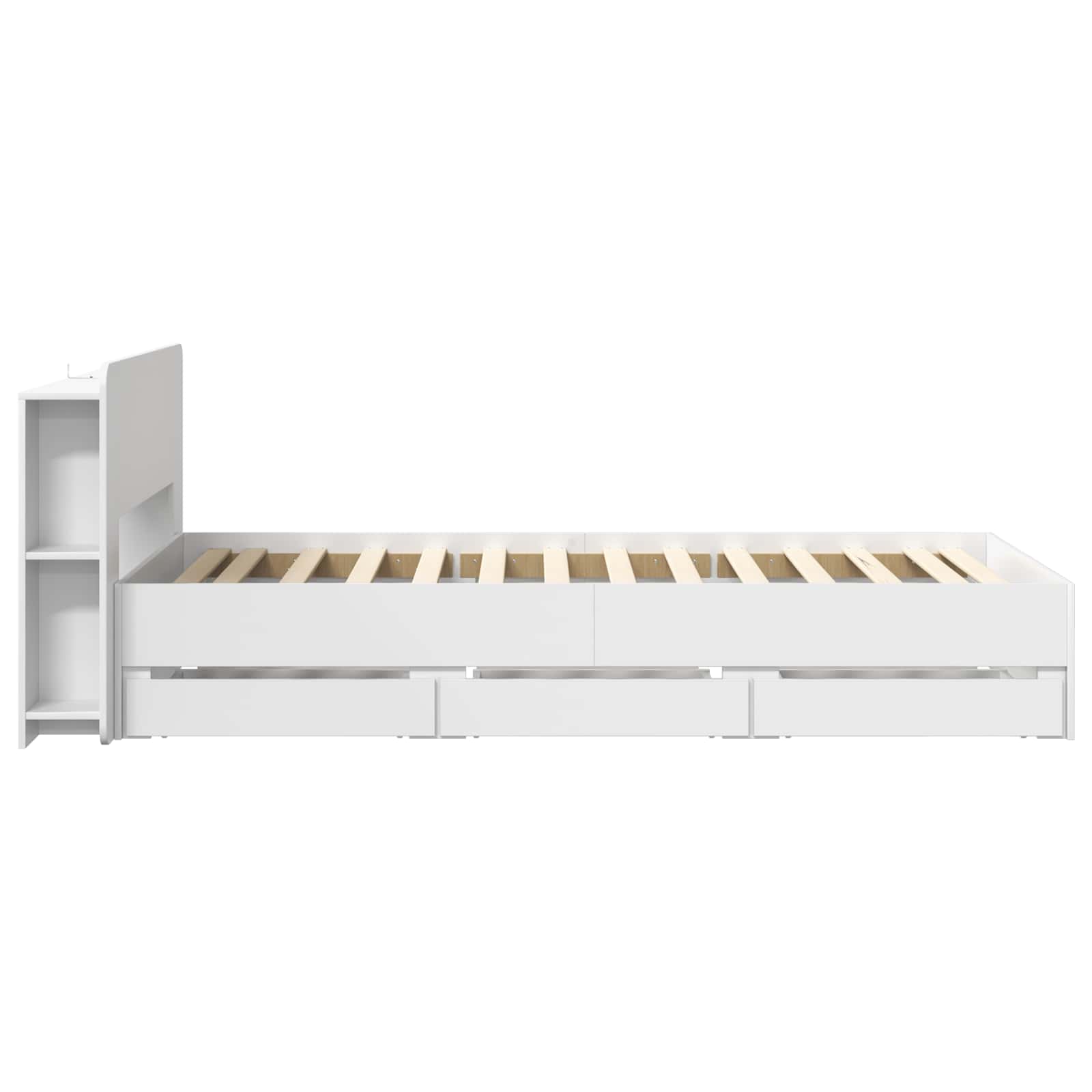 Bedframe met opslag met hoofdeinde Wit 75 x 190 cm Bewerkt hout